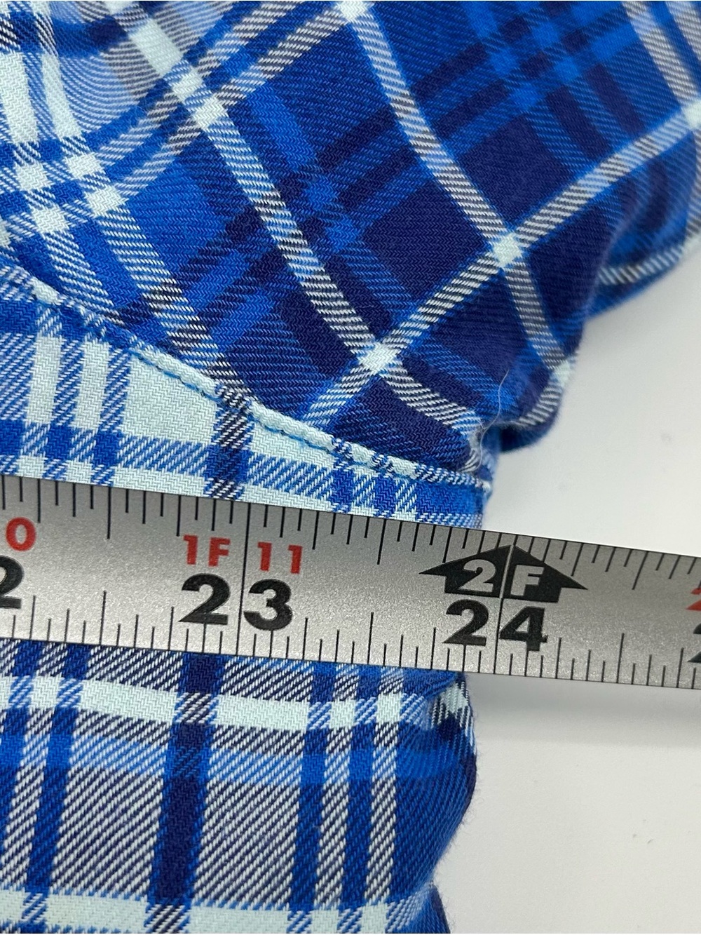 Women’s LL Bean blue white plaid fleece lined cotton flannel shirt jacket Large - Picture 7 of 7